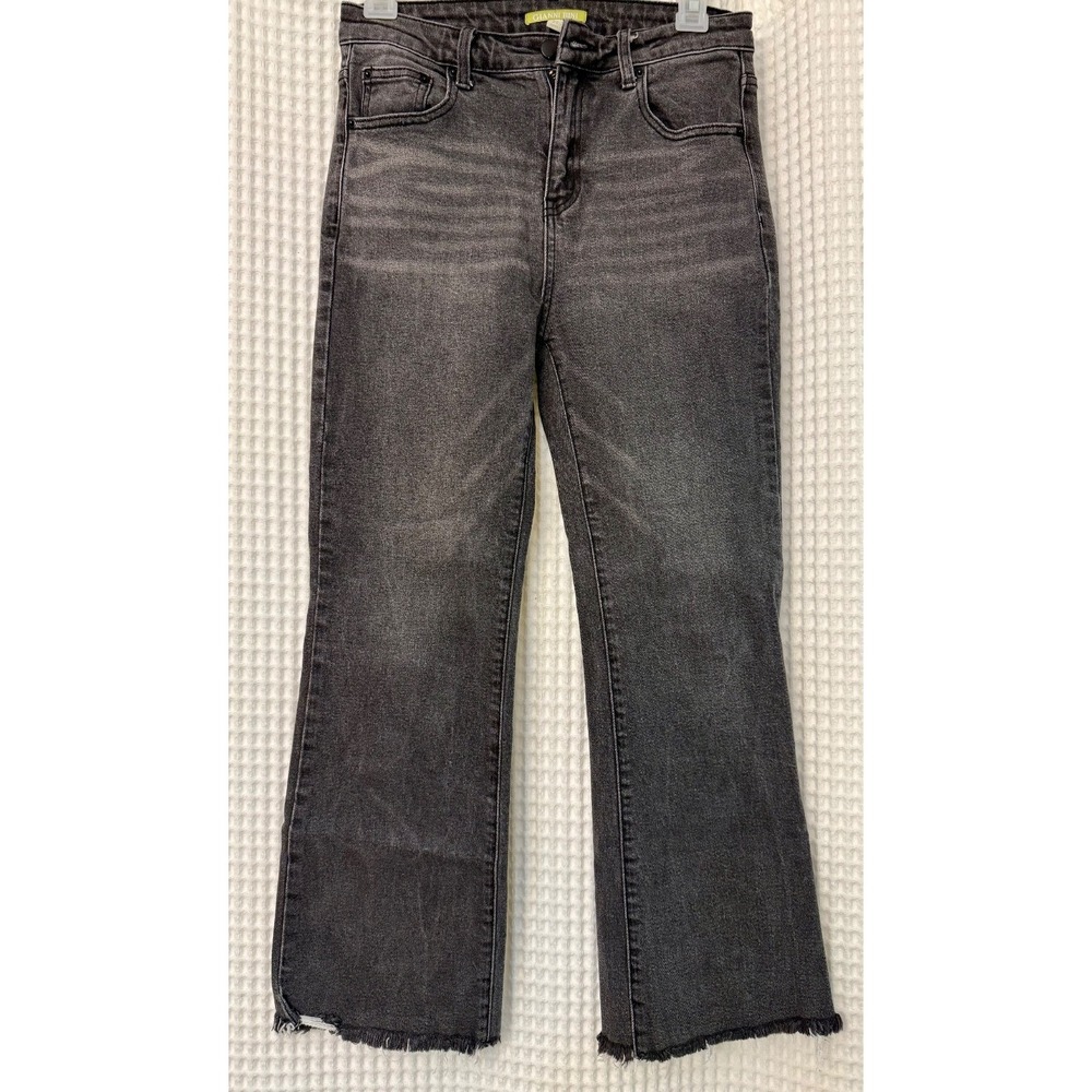 Ginanni Bini Black Distressed Jeans Straight Leg Frayed Hem Comfort Women's 27 - Picture 1 of 5